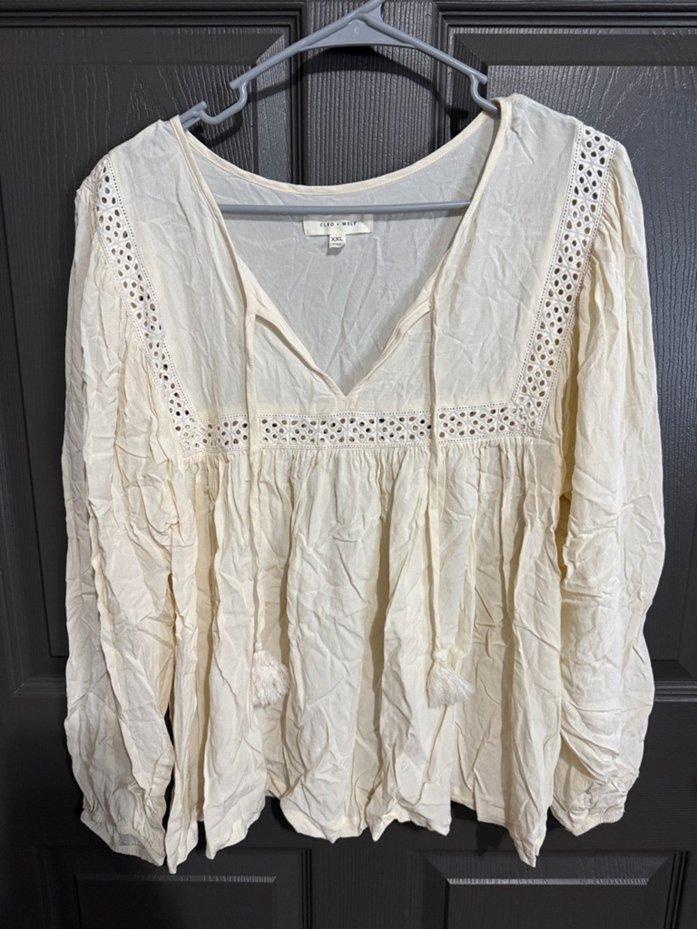 Cleobella Cream Eyelet Tassel Peasant Tunic